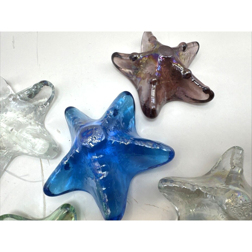 lot of 9 Vintage Art Glass Iridescent Starfish Sea Fish Paperweight Ocean Decor - Picture 3 of 7